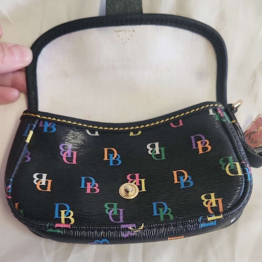 Dooney & Bourke Black Clutch with Leather Trim Vintage - Picture 3 of 7